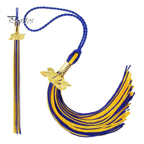 Кисточка для выпускного с подвеской 2025 года, в наличии разные цвета, стиль цветных блоков, длина 40 см, кисточка для рожка на выпускной для школьного сезона