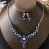 Exquisite Necklace Earrings Set Shining Crystal Necklace Set Princess Rhinestone Jewelry Set  Women