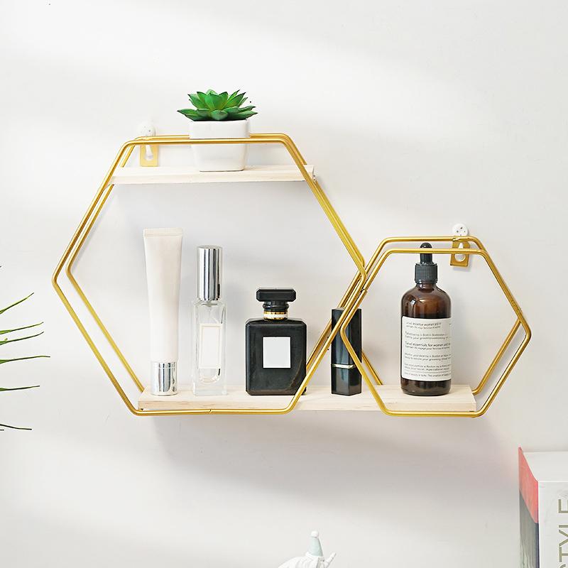 1 шт. Железо+Дерево Компактная Настенная Прочная Без Сверления Легкая Установка Стеллаж для Хранения Декоративная Полка Легкая Установка Настенная Прочная