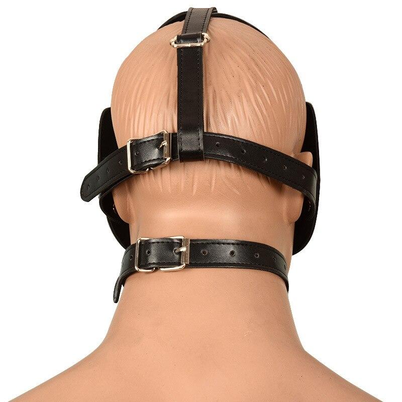 Sex Toy Headgear Black Leather Mask Headgear Fetish Harness BDSM Sex Games Chastity