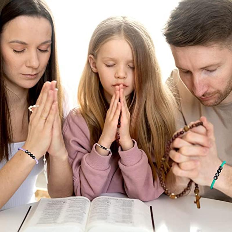 7 шт. Разноцветные браслеты WWJD для девочек-подростков, летние браслеты из бусин, религиозные эластичные браслеты, браслеты «Что бы сделал Иисус»