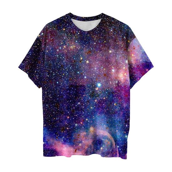 Summer New Galaxy Space Graphic 3D Print T-Shirts Men Women Short Sleeve Round Neck T Shirt Harajuku Y2K Tops Tees Man Clothing