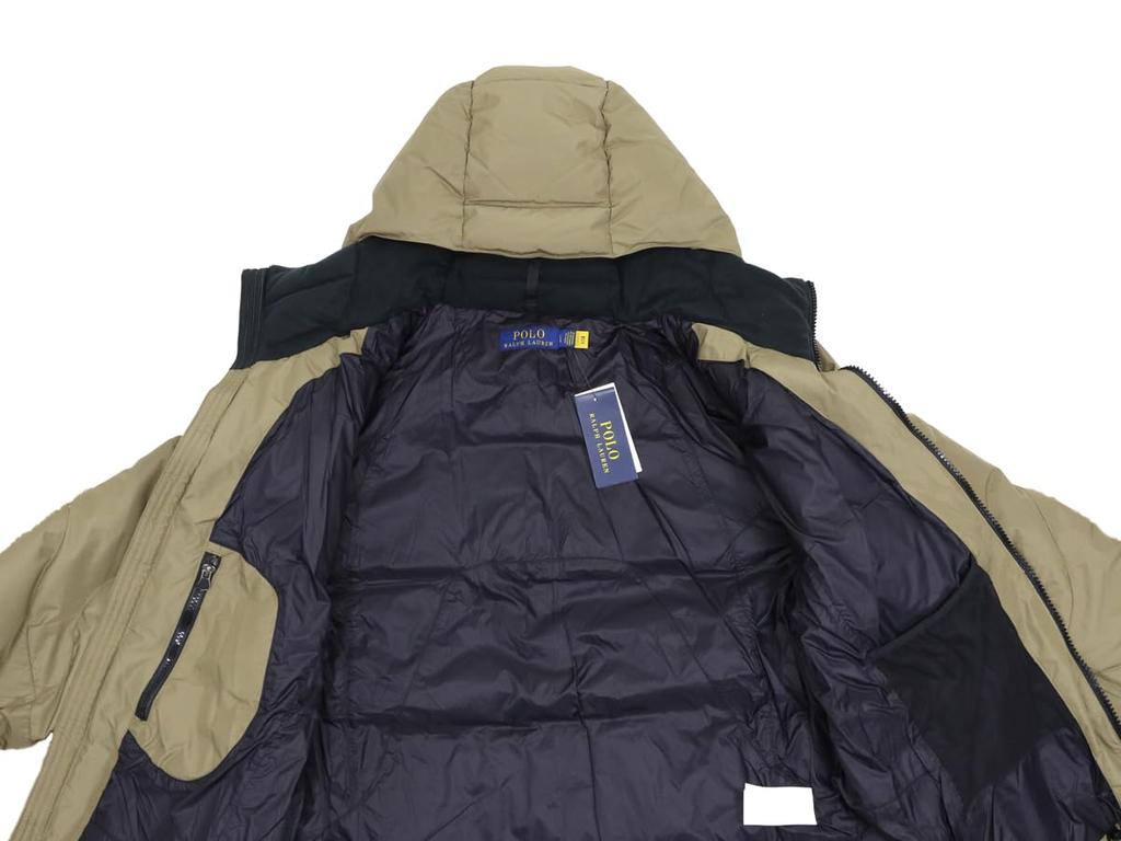 Polo Ralph Lauren Темно-бежевый Рипстоп Пуховик с Вышитым Пони Размер XL Мужская Куртка/Парка на Полной Молнии Принт, (Код товара 01010038)