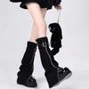 PU Leg Warmers Black High Socks Aesthetic Leg Thigh  Women