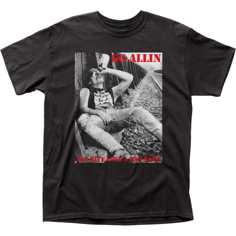 GG Allin You Give Love a Bad Name T Shirt Mens Licensed Rock N Roll Band Black