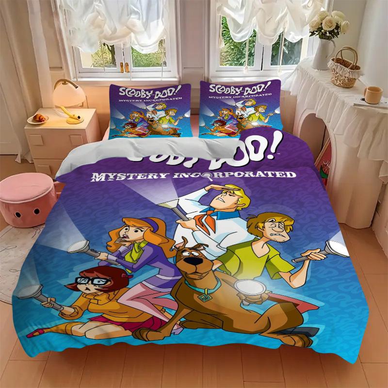 Scoobydoo Mystery Print 3Pcs Bedding Setduvet Cover With 2 Bedropillowcase Home Birthday Gift