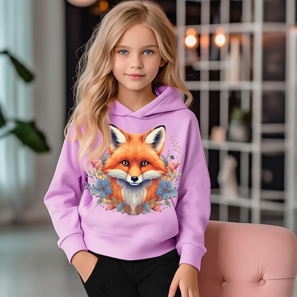 Kids Hoodies 3D Print Cartoon Fox Streetwear Boys Girls Unisex Sweatshirts Oversized Hoodie Kawaii Pullovers Tracksuits Clothing