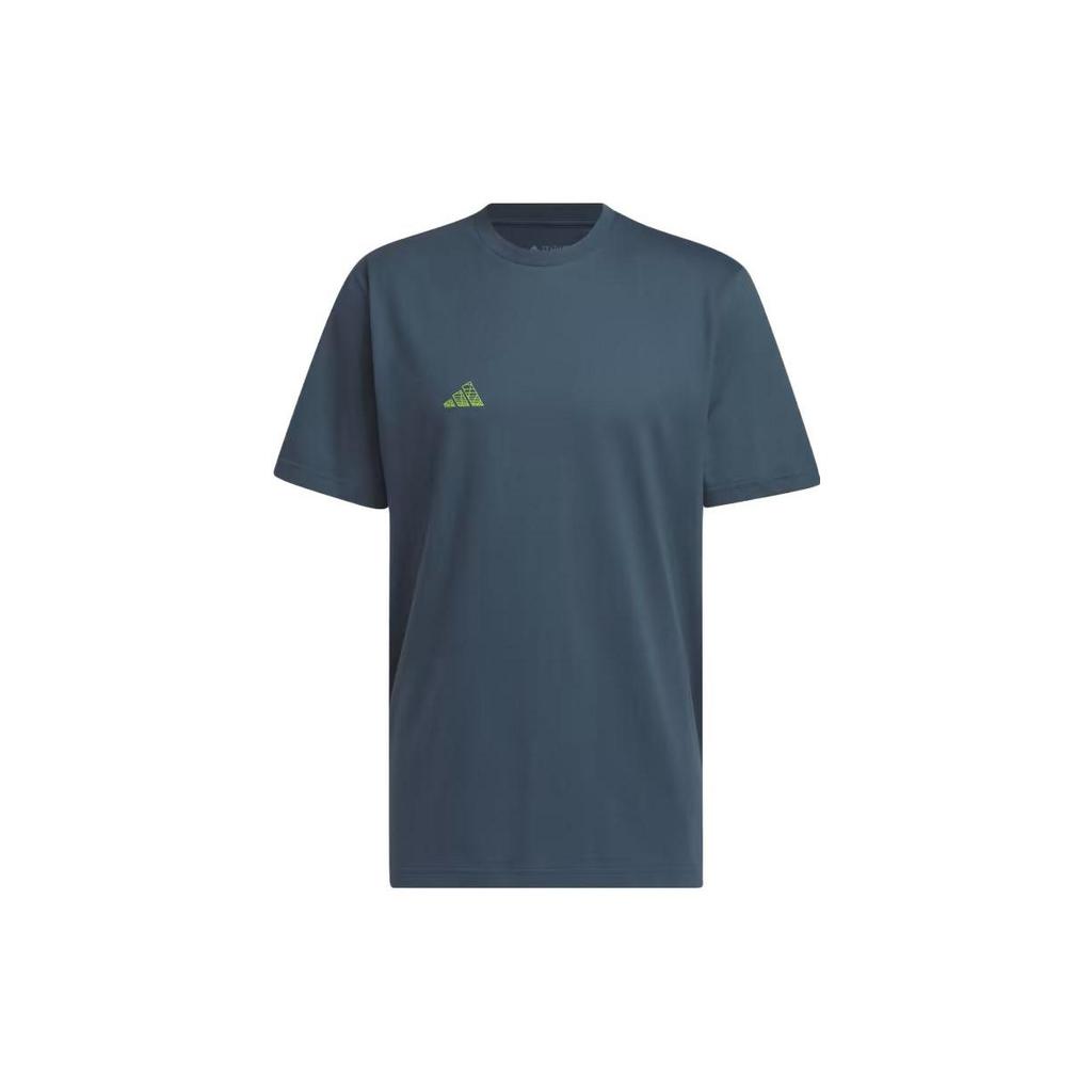 Adidas T Shirts Men's Peacock Blue Crew Neck Moderate Straight Fit IM4614