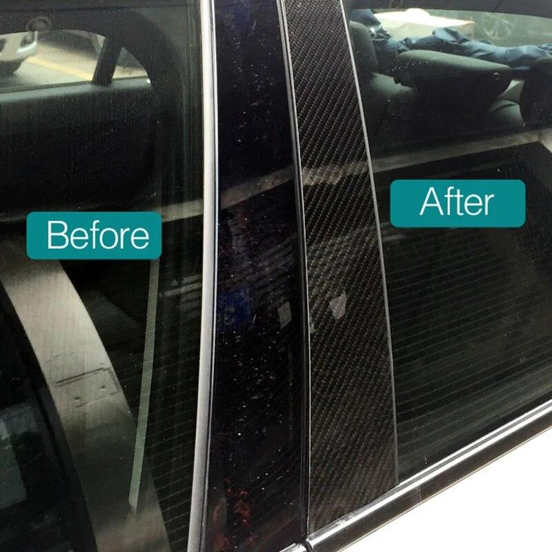6 шт., углеродное волокно, автомобильные окна B, колонны, внешняя отделка, полоса, декоративные наклейки для BMW E90 3 серии 2005-2012, аксессуары