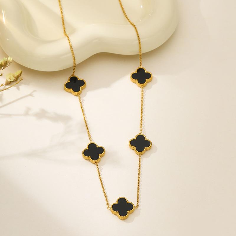 Four-leaf Clover, Five-flower Double-sided Mother-in-law Necklace, Light Luxury High-end Clavicle Chain Niche