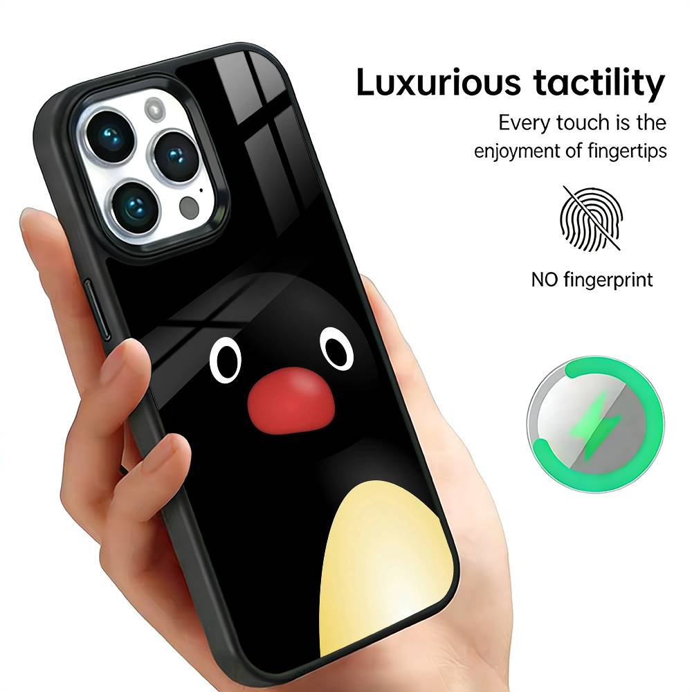 P-Pingu Cute P-Penguin Phone Case For IPhone17 16 15 14 13 12 11 Plus Pro Max Plus Wireless Charger Cover Funda