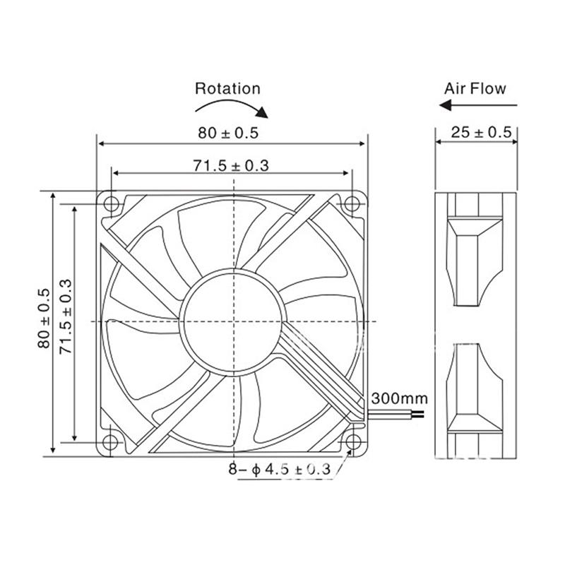 12V 2Pin 80X80X25Mm 8Cm 80X25Mm DC Бесщеточный вентилятор охлаждения корпуса компьютера 8025