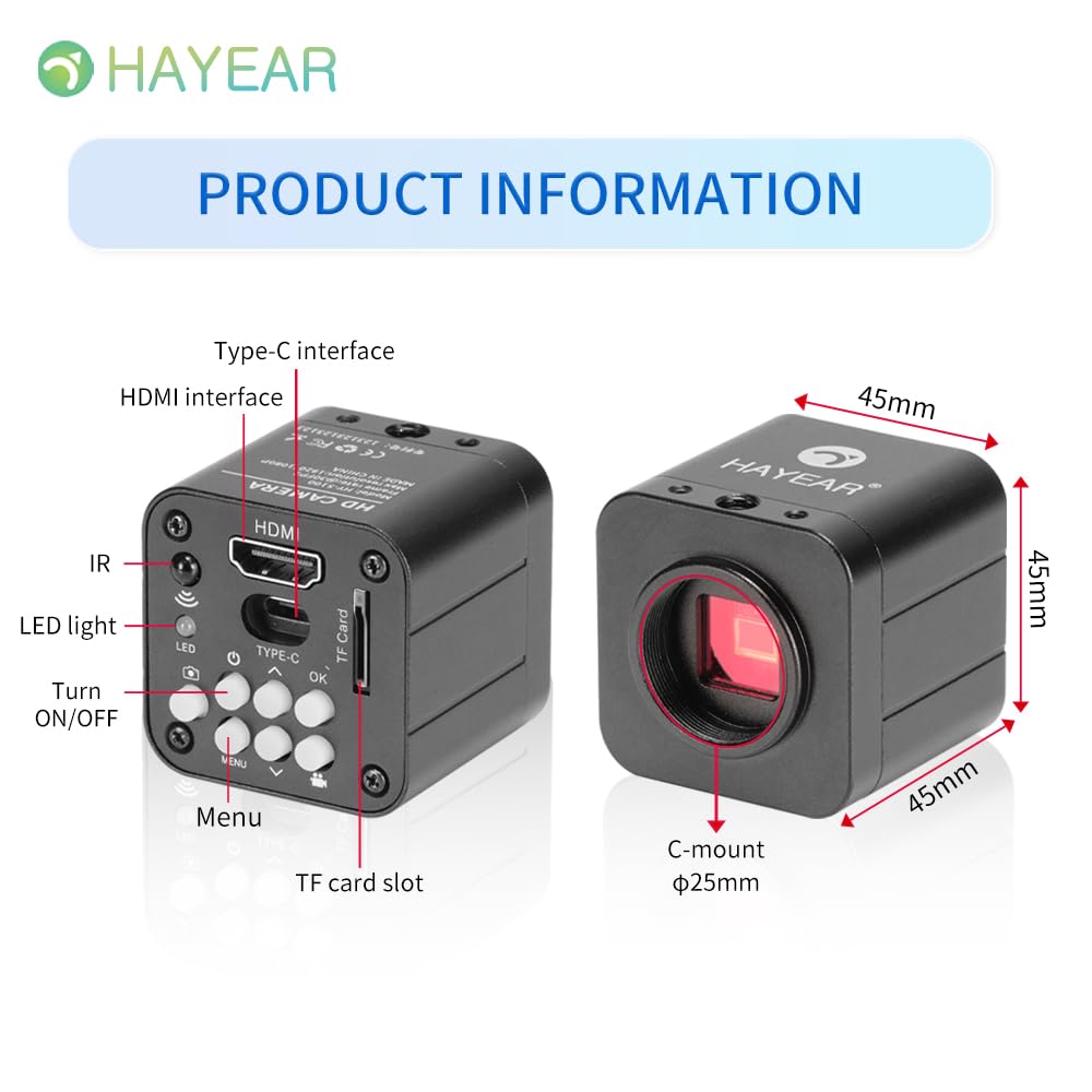 Цифровой микроскоп HAYEAR 24 МП 1080P FHD CMOS с USB HDMI-датчиком, применимый в научном ремонте печатных плат и других областях, камерах, образовании, исследованиях,