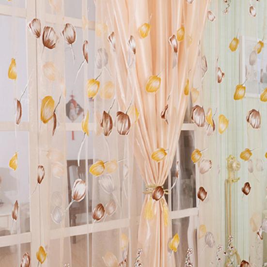 Вуаль с цветком тюльпана, занавеска, драпировка, панель, прозрачное украшение для дома, двери, окна