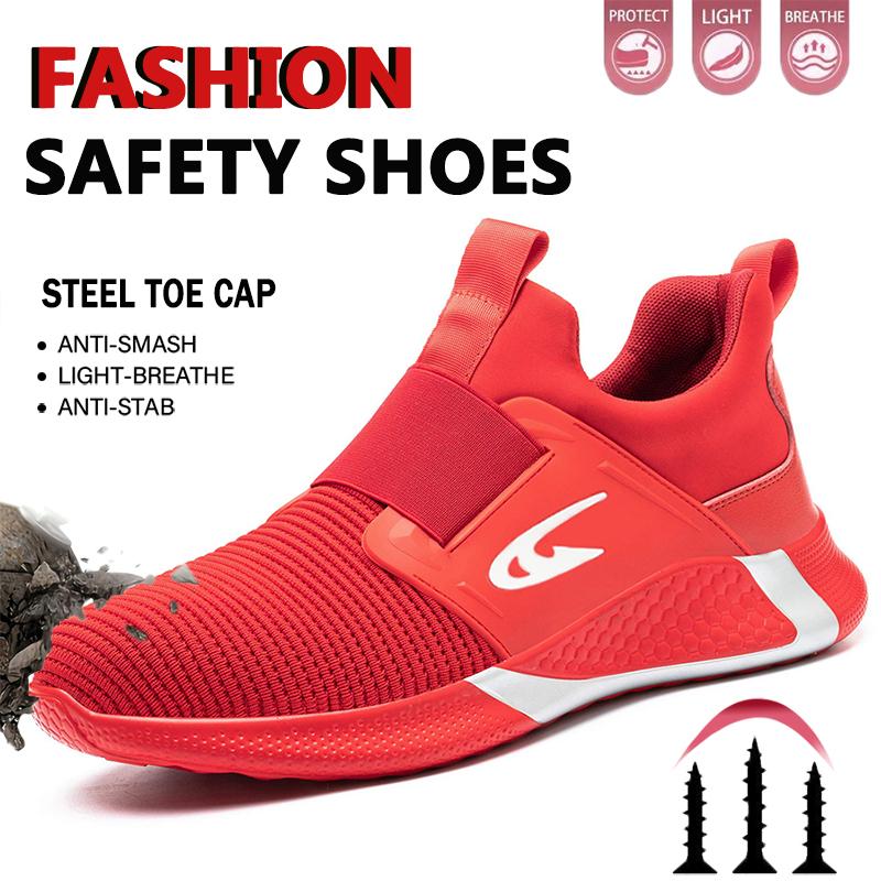 Steel Toe Anti-Puncture Men'S Work Shoes Men'S Safety Shoes Lightweight Slip Resistant Shoes Man Breathable Comfortabl Sneaker