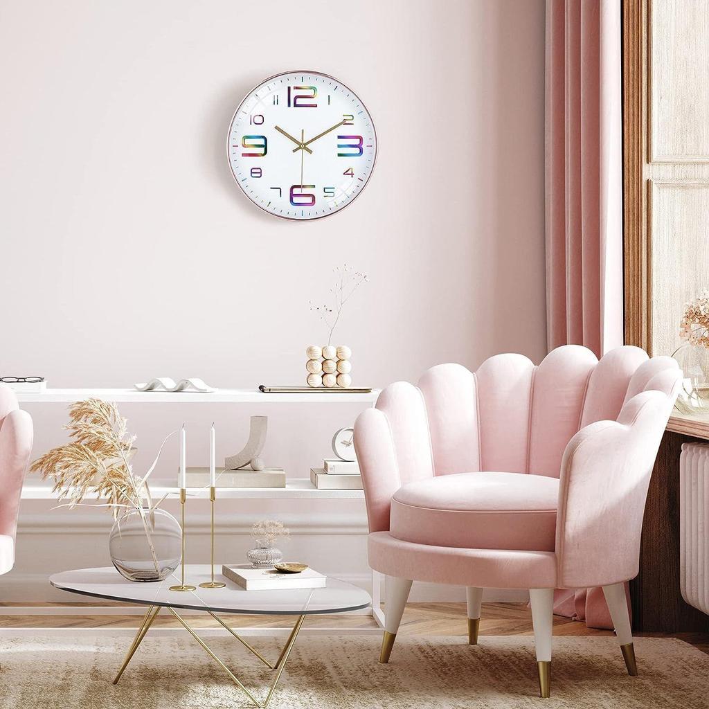 Настенные часы 12" Бесшумные Кварцевые Декоративные Новейшие Часы Бесшумные Классические Часы Работающие от Батарейки Круглые Легко Читаемые для Комнаты/Дома