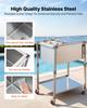 VEVOR Rolling Ice Chest Cooler Cart Stainless Steel Cooling Bin 42.4 L, Outdoor Stand Up Cooler Trolley with Wheels, Sliding Lid, Shelf