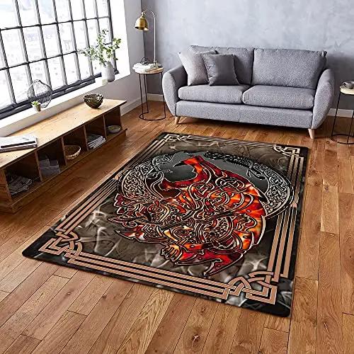 Viking Carpet Tree of Life Norwegian Mythical Carpet Design Flooring Viking Non Slip Celtic Viking Mat for Home Bathroom Decor