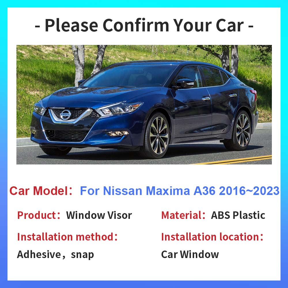 Защитный козырек для Nissan Maxima 8 A36 2016~2024 Навесы Боковые вентиляционные отверстия Дымозащитные чехлы Солнцезащитные щитки Аксессуары для дефлекторов