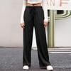 Women's Fashion Casual Elastic Drawstring High Waist Textured Wide Leg Straight Pants