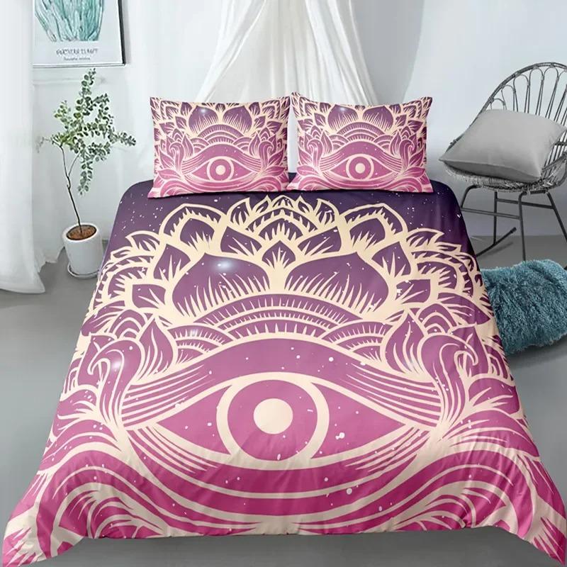 Пододеяльник с изображением мандалы King Queen в стиле бохо-психоделический комплект постельного белья для подростков и взрослых с изображением руки хамсы и глаза дьявола из полиэстера