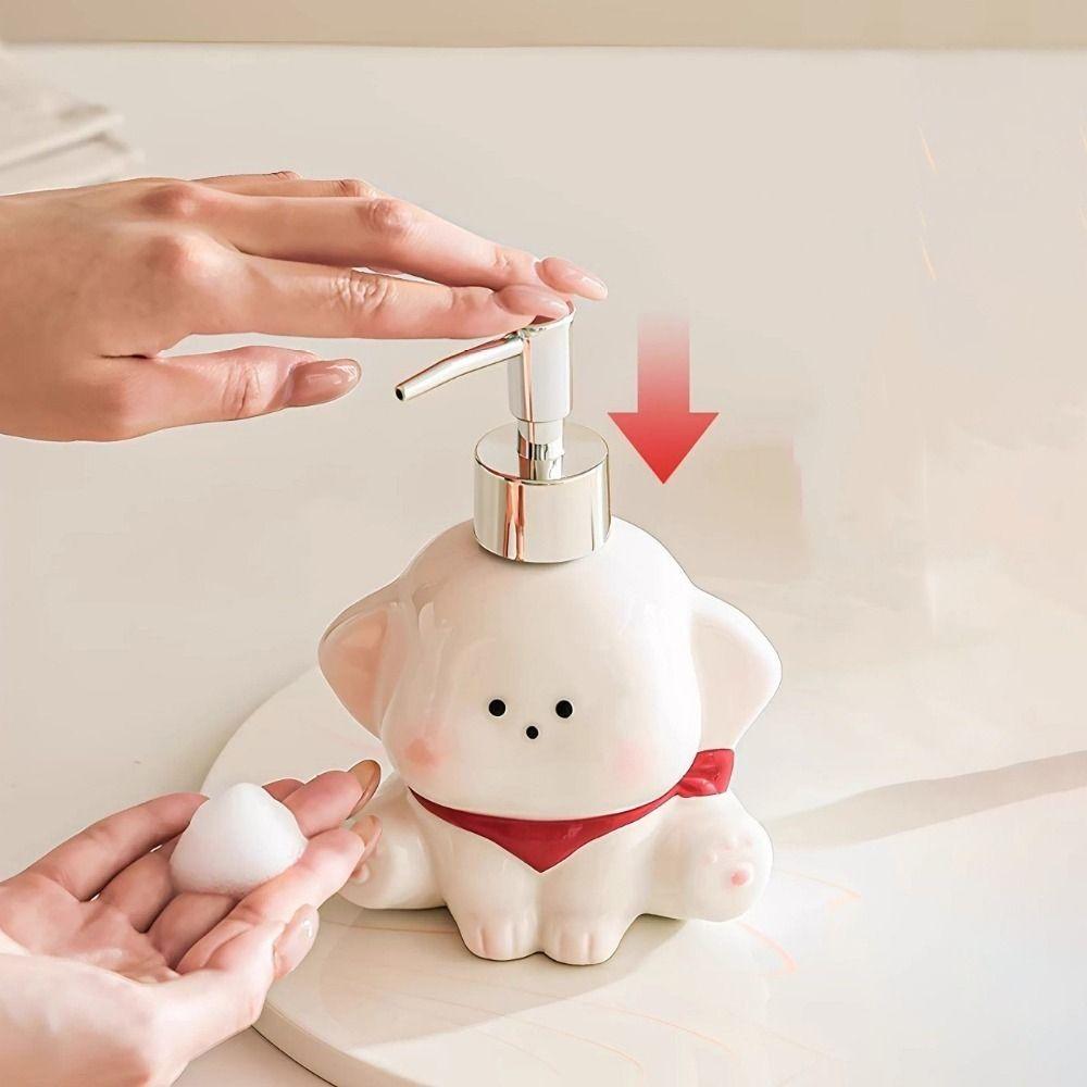 Ceramic Liquid Soap Dispenser Press Pump Shampoo Bottle Creative Dog Shape Lotion Bottle  Bathroom