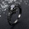 Huajie Fashion Round Cut Diamond Halo Black Stone Copper Ring