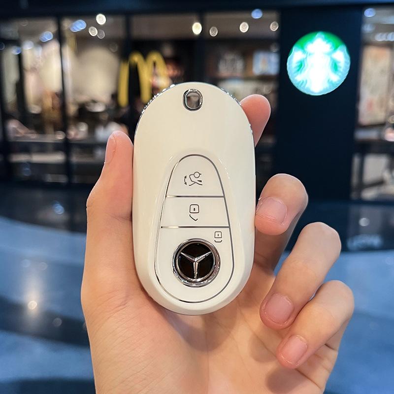 Fashion TPU Car Smart Key Case Fob Cover For Mercedes Benz C E S Class GLC CLE EQE W206 W214 W223 S350 S400 S450 E300 Keychain