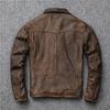Мужская кожаная куртка с потертостями в стиле ретро, ​​одежда из воловьей кожи первого слоя, мотоциклетная одежда с эффектом потертости, мотоциклетная одежда