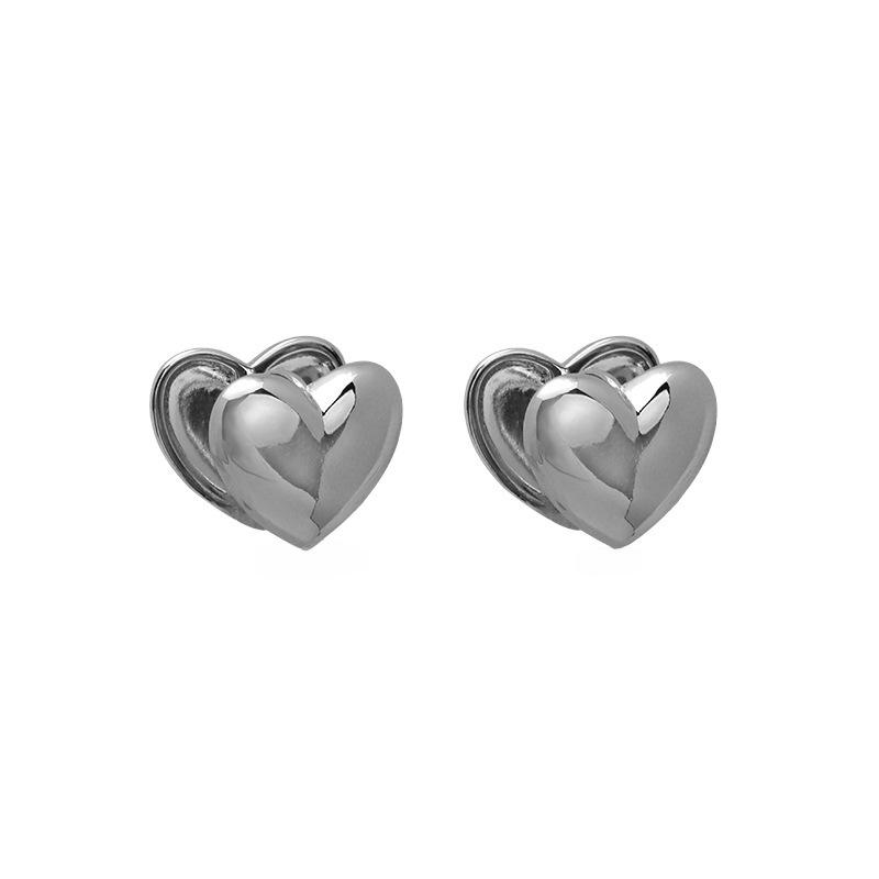 Dongdaemun Metal Heart Earrings - Luxurious Niche Design for Women