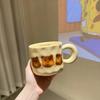 French Cream Bear Mug Fat Handle Simple Milk Cup Male and Female Students Couple Cup Ceramic Mug Large Capacity Coffee Cups