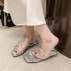 Rhinestone Open-toe Slippers Women's Summer 2025 Fashion Versatile and Comfortable French Temperament Women's Summer Wear New Models