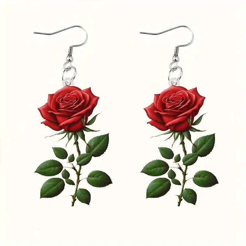 Модные серьги-шармы «Роза» для женщин