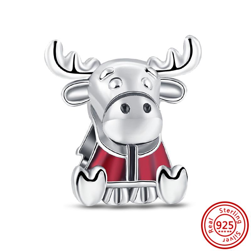 S925 Серебряный Подвеска в виде животного кошка, собака, панда, сова, белка, единорог, лошадь, медведь, кролик, сделай сам, бусина подходит для оригинального браслета, ювелирные украшения