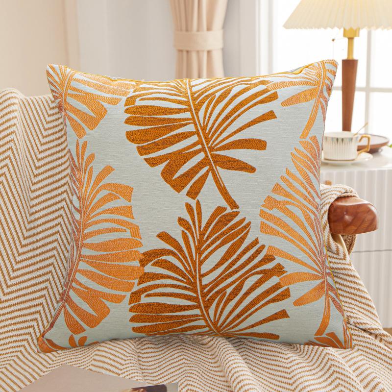 Palm Tree Leaf Decorative Throw Pillow Cases Cotton Linen Fabric Jacquard Cushion Cover
