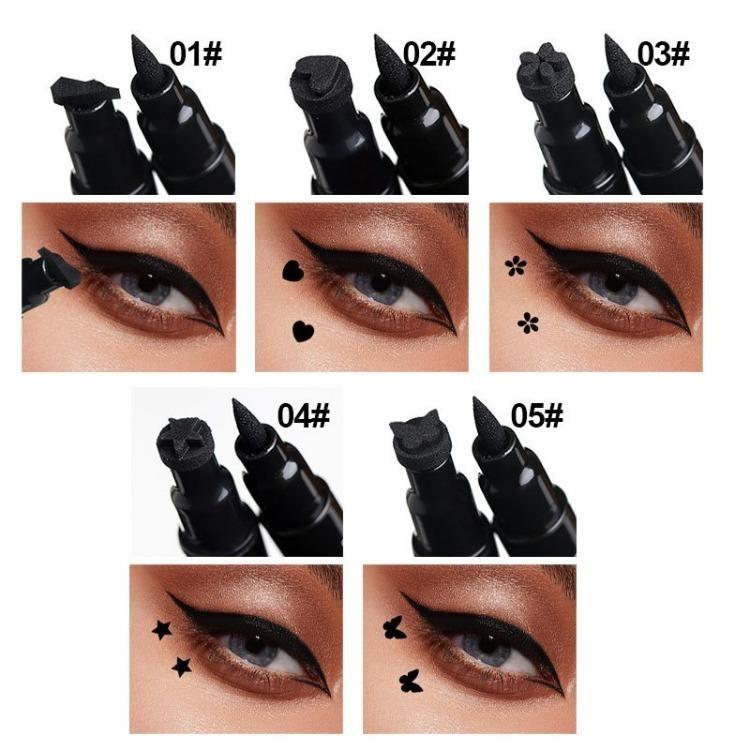 Big Seal Stamp Liquid Eyeliner Pen Waterproof Fast Dry Black Eye Liner Pencil with Eyeliner Cosmetic Double-ended Eyeliner