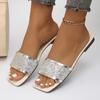 Летние женские тапочки, модные плоские шлепанцы с открытым носком, женские роскошные мюли, пляжные тапочки, повседневные сандалии с квадратным носком, Zapatos De Mujer