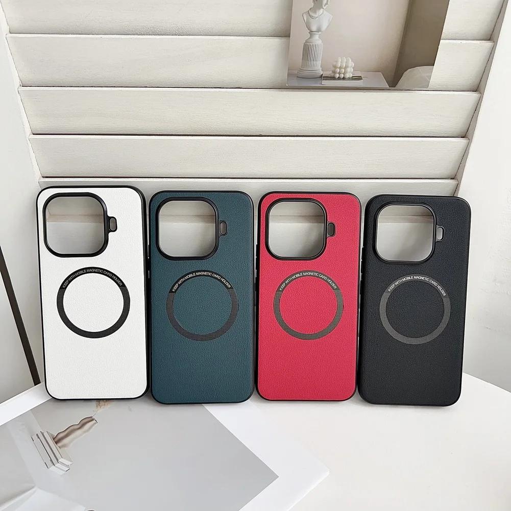 Роскошный однотонный кожаный магнитный чехол для телефона для Xiaomi 15 T Pro 15Ultra 14 T Pro 14Ultra для Magsafe Ударопрочный защитный чехол