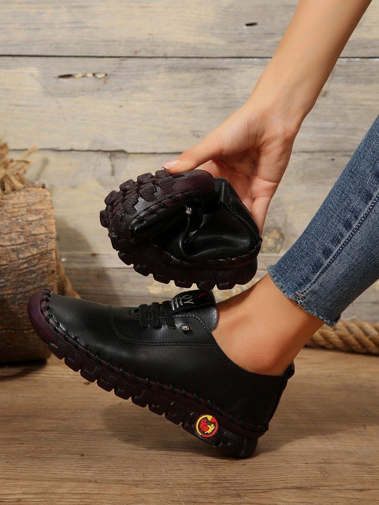 Sneakers Women Shoes Leather Loafers Shoes for Women Comfortable Slip On Shoes Hand Sewing Thread Zapatillas De Mujer