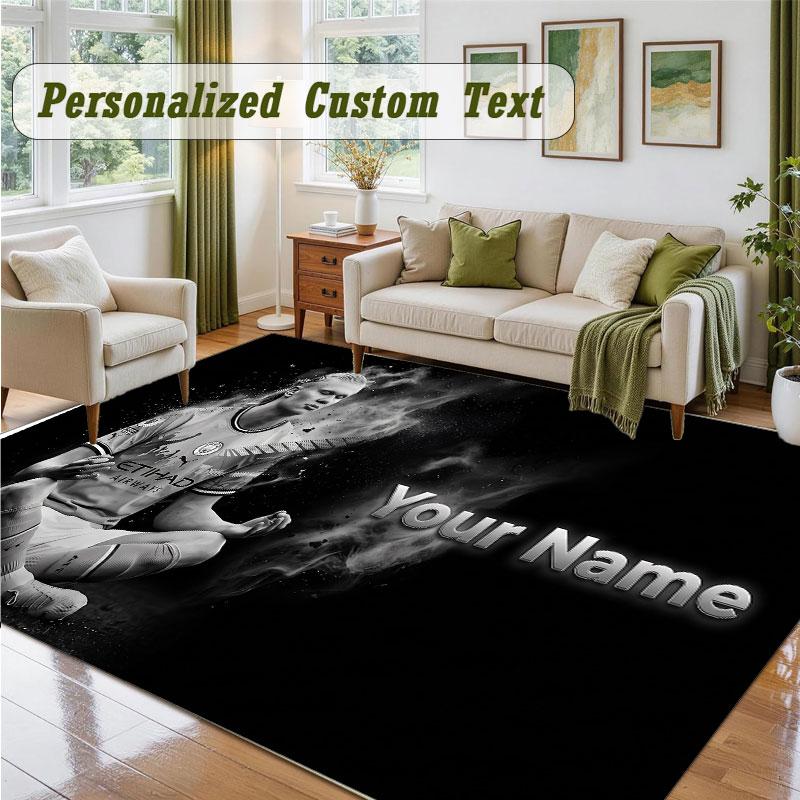 Crystal Velvet Square Rug Custom NameErling Haaland Pattern Non Slip Home Floor Decor Rug