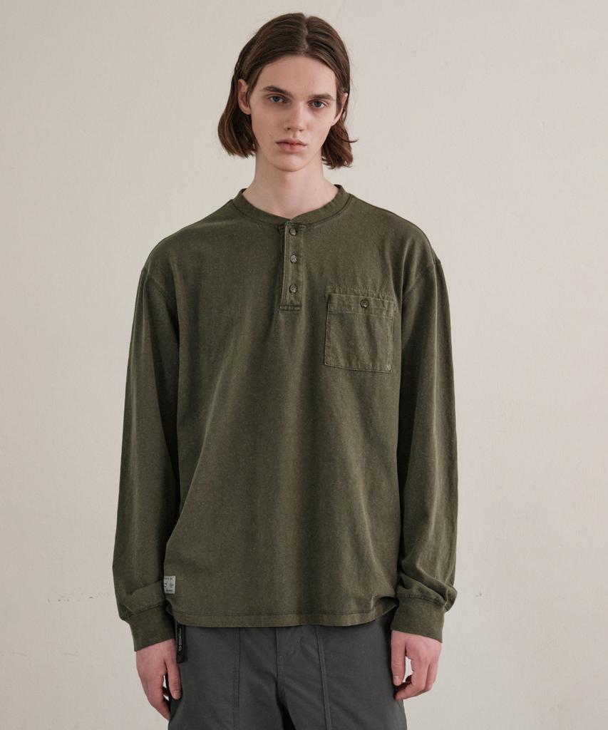 HELEMENT Dublin Henley Neck Long Sleeve Tee (Khaki)