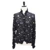 Shiz Madam Flower Placket Pleated Shirt T57498