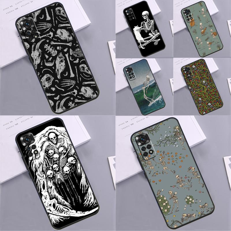 Bones Skeleton Case For Xiaomi Redmi Note 14 13 Pro 9 10 11 12 Pro 10S 11S 12S Redmi 13C 10C 12C 14C Coque