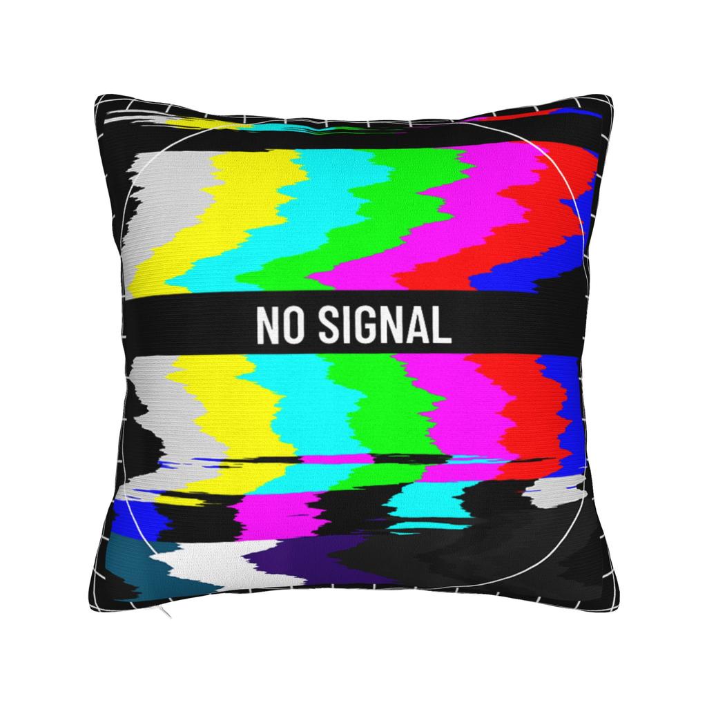 Vintage No Signal Tests TV Logo Pillowcase Printing Polyester Cushion Cover Decorative Retro Colour PAL Pillow Case Cover Square