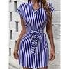 Spring Summer Women's Sleeveless Striped Lace Up Casual Dresses