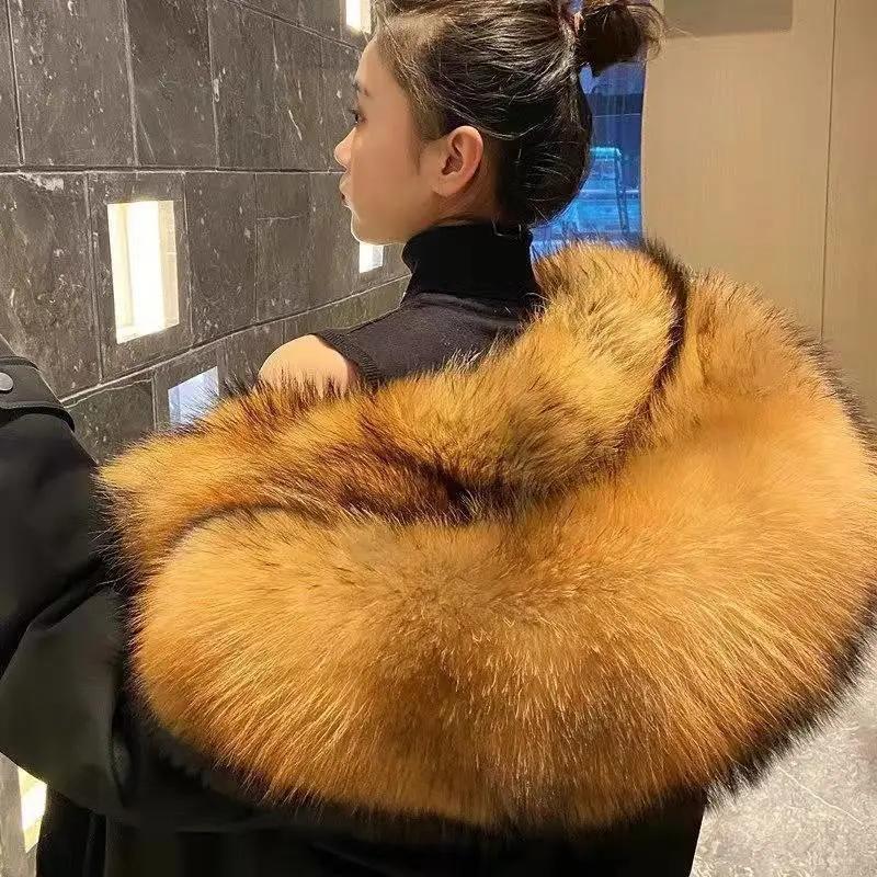 Faux Fur Coat Loose OverCoat Thick Warm Female Plush Coats Fox Hair Inner Liner Detachable Collar Long Fur Parkas Fur Jacket
