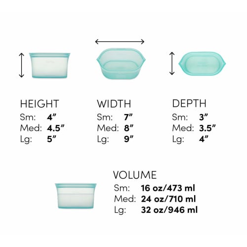 Zip Top Silicone Bags and Storage Containers [Official Japanese Product] 3-Piece Set with Dish, Microwave, Freezer, and Dishwasher Safe, Made with Pla
