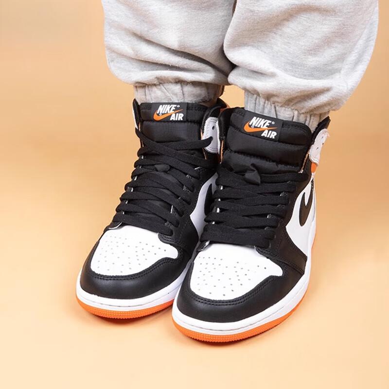 Детские кроссовки Air Jordan 1 Retro High OG GS Electro Orange Белый Черный 575441-180