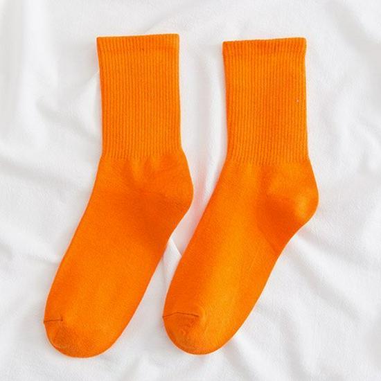 Women's Colorful Mid-Calf Cotton Socks - Korean-Style, Sweat-Absorbent, Odor-Resistant, Thin Slouch Socks for Spring and Autumn