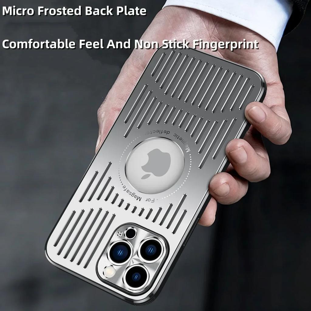 Металлический Теплоотводящий Магнитный для Чехла для Для Iphone 14 16 Pro Max 13 12 1 Pro Отверстие под Логотип Чехол для Беспроводной Зарядки